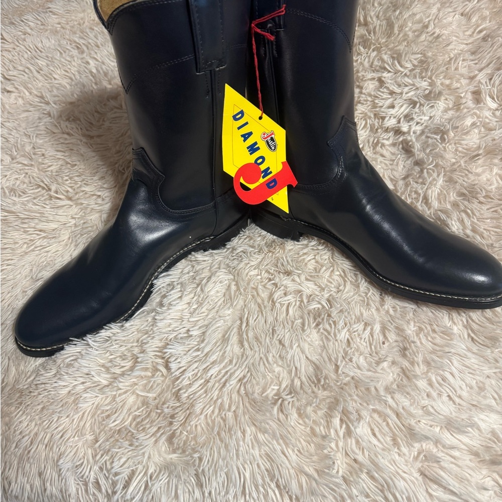 Justin Boots Navy Leather Men's Boots - Picture 8 of 8